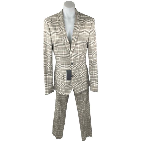 NEW ASOS Women's Gray Plaid Blazer Coat Suit Jacket Dress Pants 2 Pc Set Size 38 - Picture 1 of 7